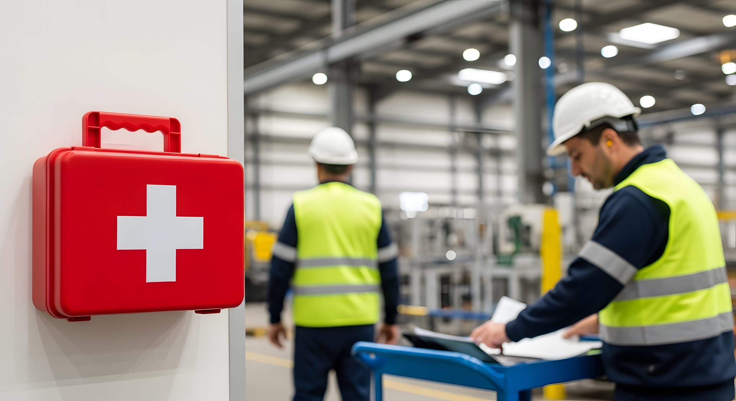 Trousse de premiers secours dans un atelier industriel